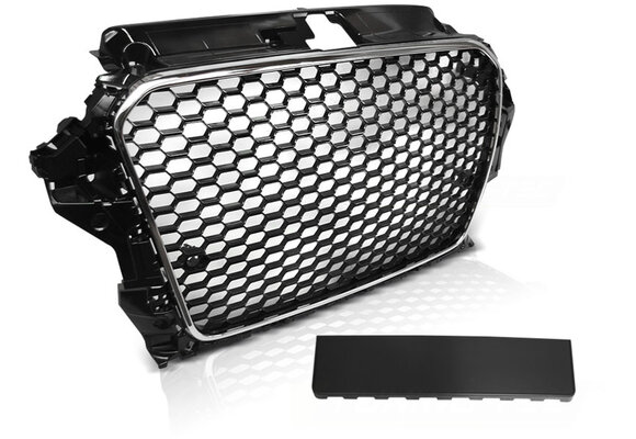Grill geschikt voor AUDI A3 (8V) 12-16 RS3 STIJL CHROOM ZWART