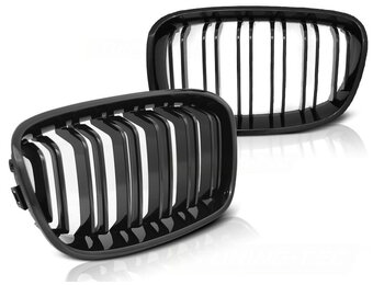 Grill geschikt voor BMW F20/F21 11-12 14 glanzend zwart dubbele stang M-Look