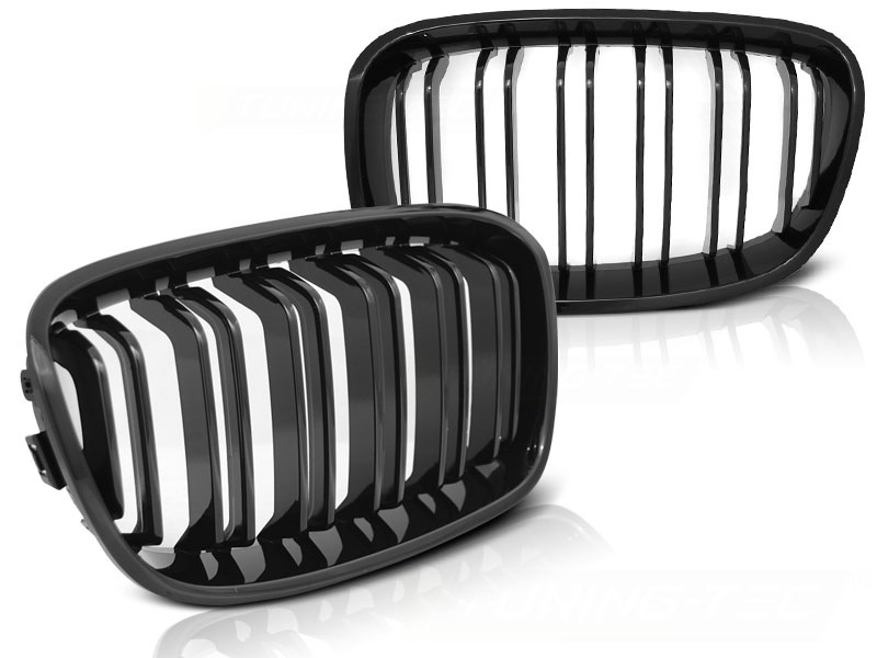 Grill geschikt voor BMW F20/F21 11-12 14 glanzend zwart dubbele stang M-Look