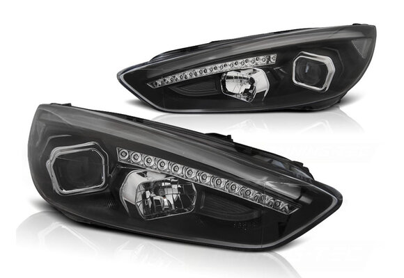 Koplampen dagrijlicht geschikt voor Ford Focus MK3 15-18 zwart DRL LED