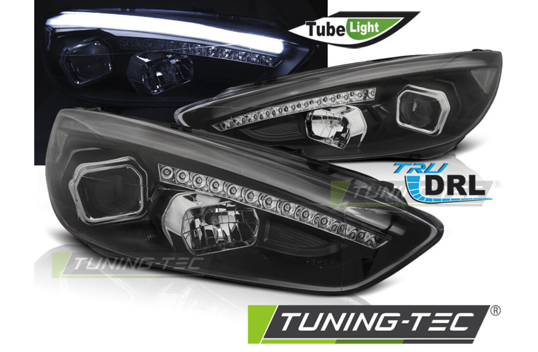 Koplampen dagrijlicht geschikt voor Ford Focus MK3 15-18 zwart DRL LED