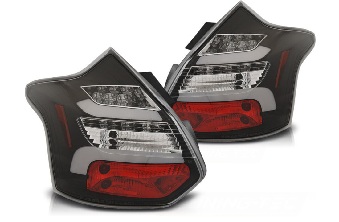 Achterlichten geschikt voor Ford Focus 3 11-10 14 hatchback zwart LED strip seq indic