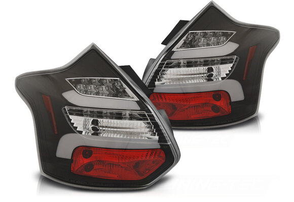 Achterlichten geschikt voor Ford Focus 3 11-10 14 hatchback zwart LED strip seq indic