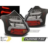 Achterlichten geschikt voor Ford Focus 3 11-10 14 hatchback zwart LED strip seq indic