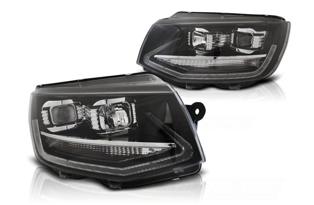 Koplampen dagrijlicht geschikt voor VW T6 15- zwart LED tru DRL