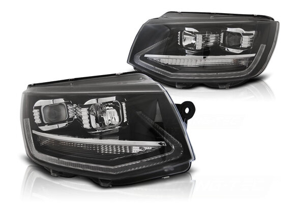 Koplampen dagrijlicht geschikt voor VW T6 15- zwart LED tru DRL