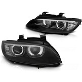 Koplampen xenon geschikt voor BMW E92/E93 06-10 Angel Eyes LED zwart afs HID