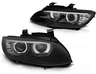 Koplampen xenon geschikt voor BMW E92/E93 06-10 Angel Eyes LED zwart afs HID