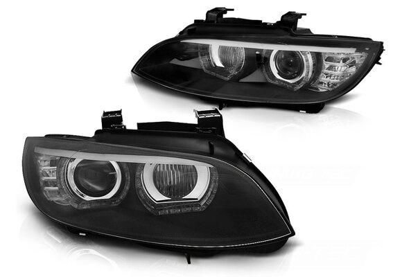 Koplampen xenon geschikt voor BMW E92/E93 06-10 Angel Eyes LED zwart afs HID