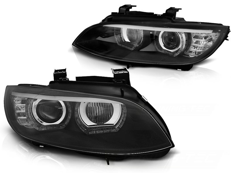 Koplampen xenon geschikt voor BMW E92/E93 06-10 Angel Eyes LED zwart afs HID