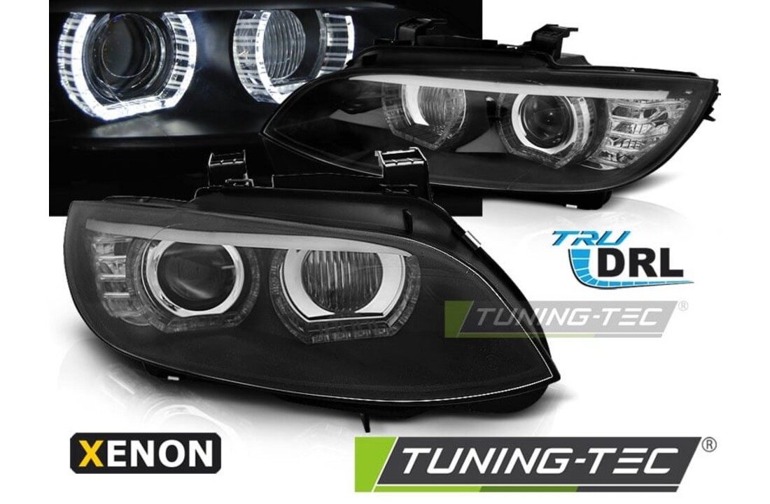 Koplampen xenon geschikt voor BMW E92/E93 06-10 Angel Eyes LED zwart afs HID