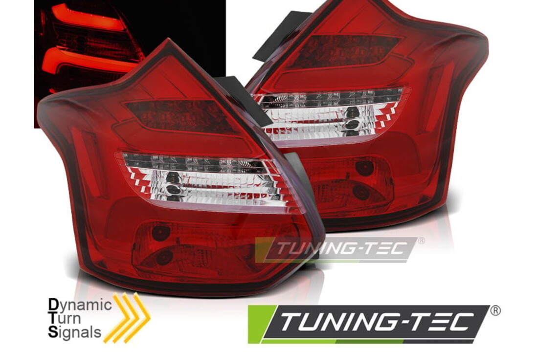 Achterlichten geschikt voor Ford Focus 3 11-10 14 hatchback rood helder LED strip seq indic