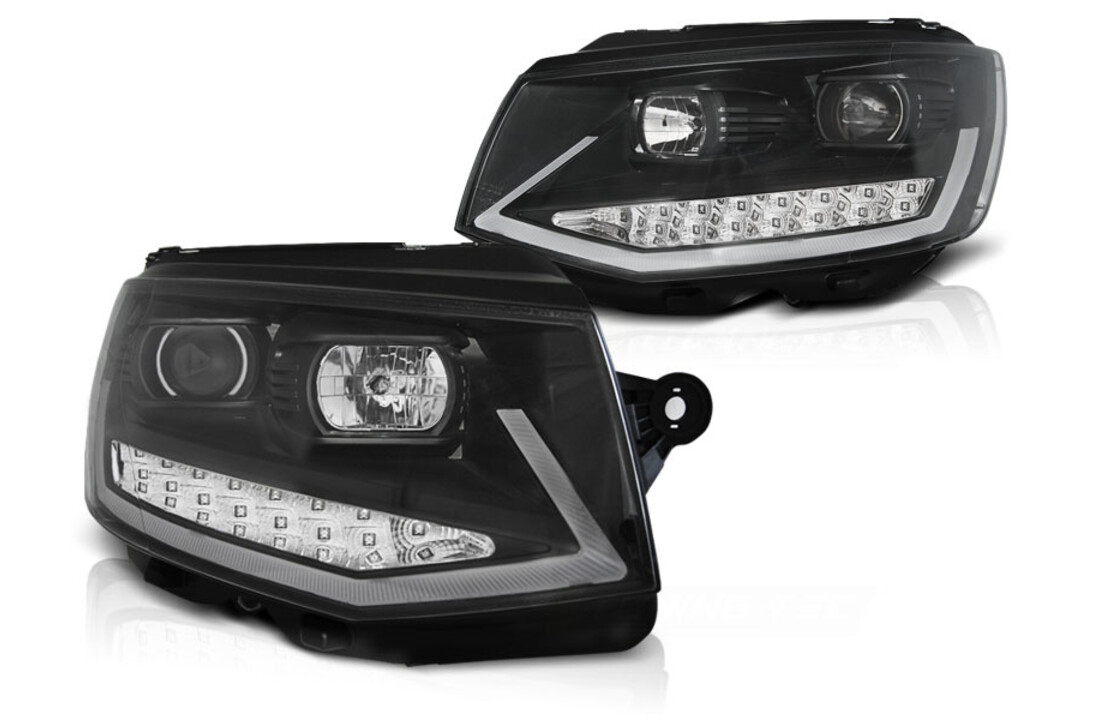 Koplampen dagrijlicht geschikt voor VW T6 15- zwart chroom LED DRL