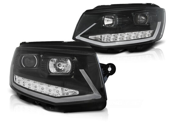 Koplampen dagrijlicht geschikt voor VW T6 15- zwart chroom LED DRL