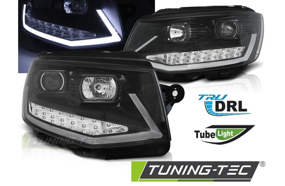 Koplampen dagrijlicht geschikt voor VW T6 15- zwart chroom LED DRL