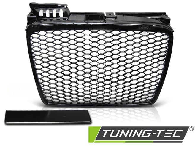 Grill geschikt voor AUDI A4 (B7) RS-STIJL 11 04-03 08 GLANZEND ZWART