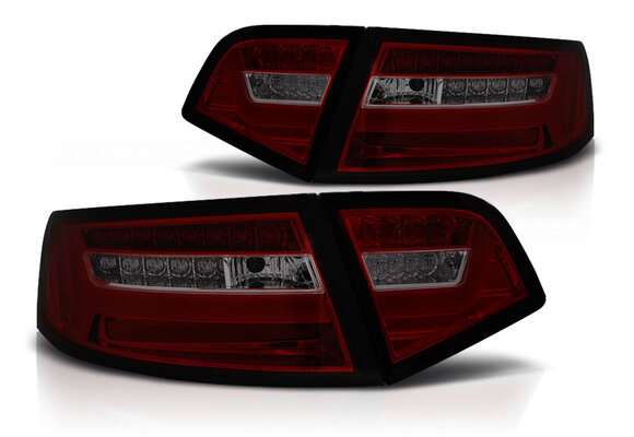 Achterlichten geschikt voor Audi A6 08-11 sedan rood smoke LED strip seq