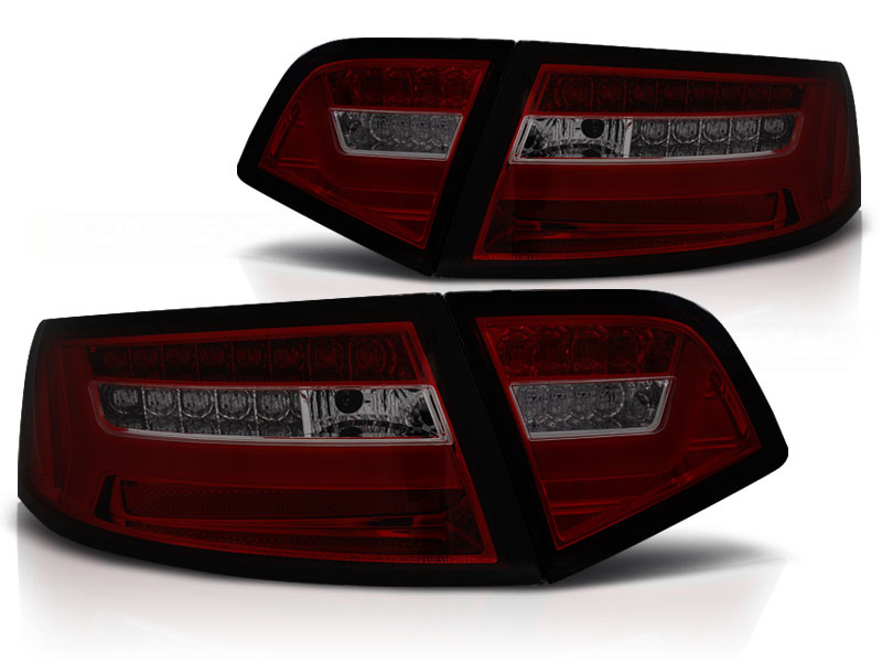 Achterlichten geschikt voor Audi A6 08-11 sedan rood smoke LED strip seq