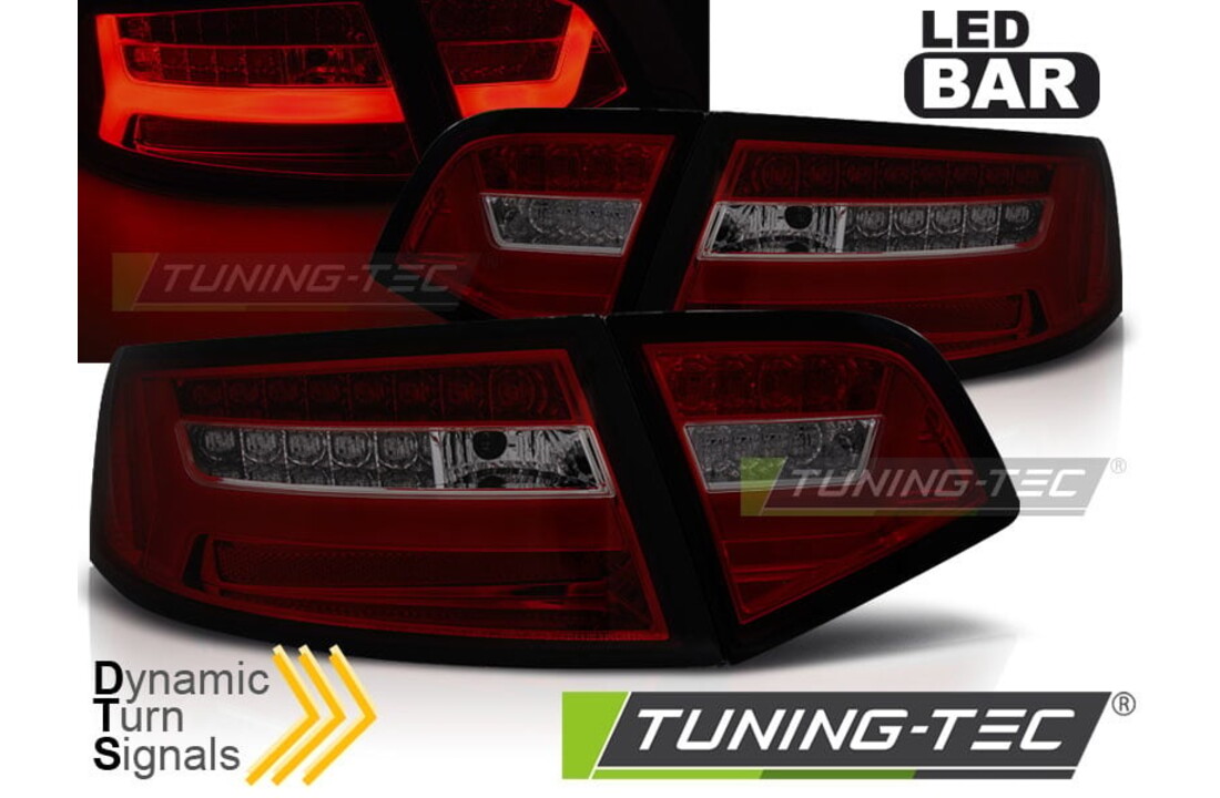 Achterlichten geschikt voor Audi A6 08-11 sedan rood smoke LED strip seq