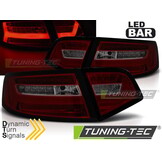 Achterlichten geschikt voor Audi A6 08-11 sedan rood smoke LED strip seq