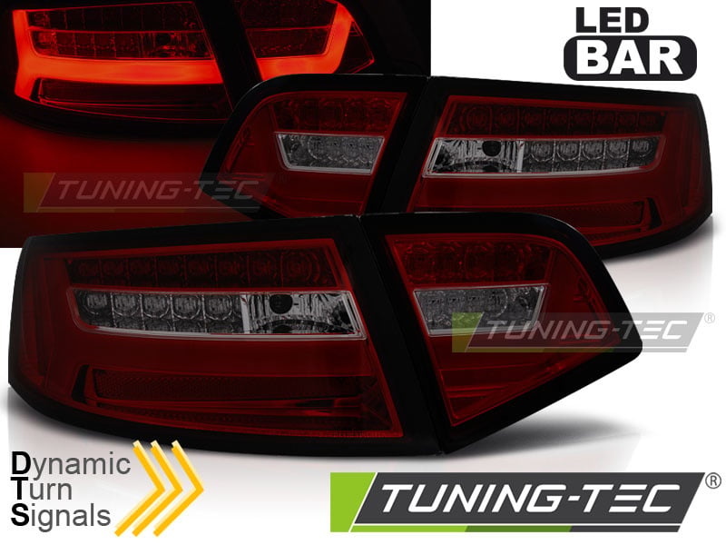 Achterlichten geschikt voor Audi A6 08-11 sedan rood smoke LED strip seq