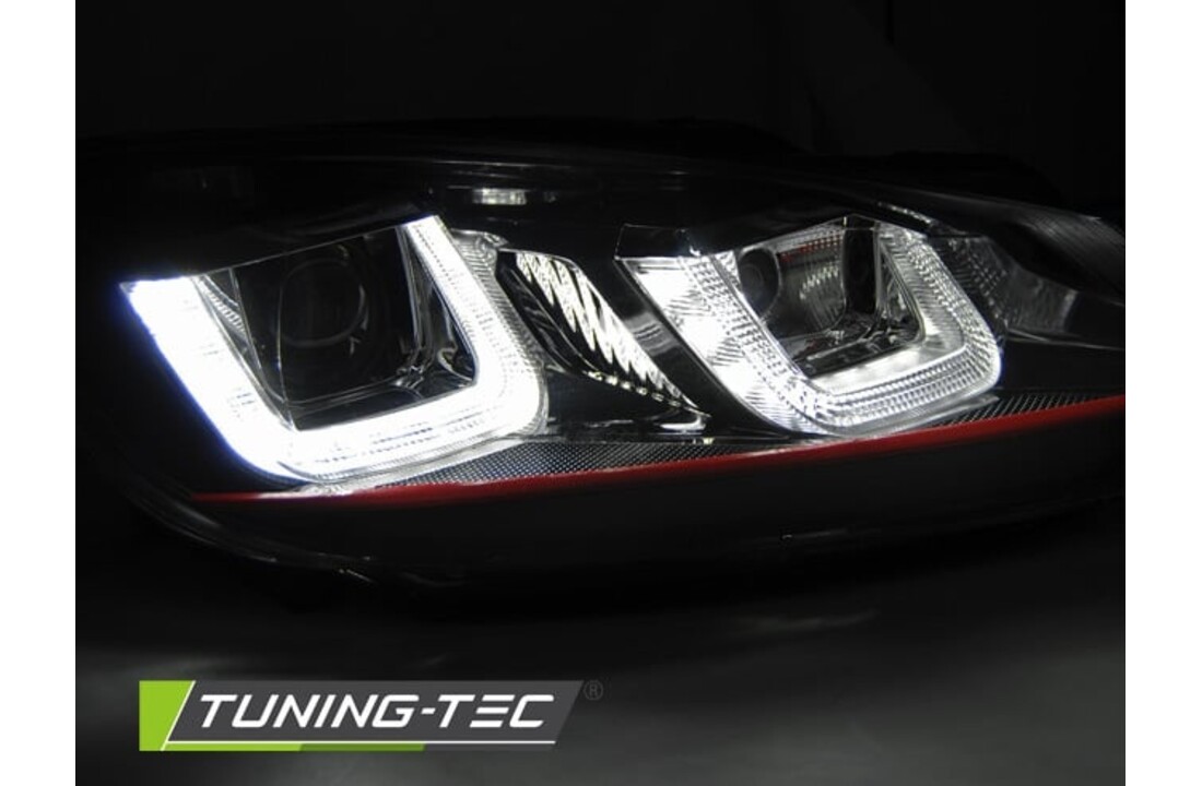 Koplampen dagrijlicht geschikt voor VW Golf 6 08-12 U-Type zwart rood line DRL