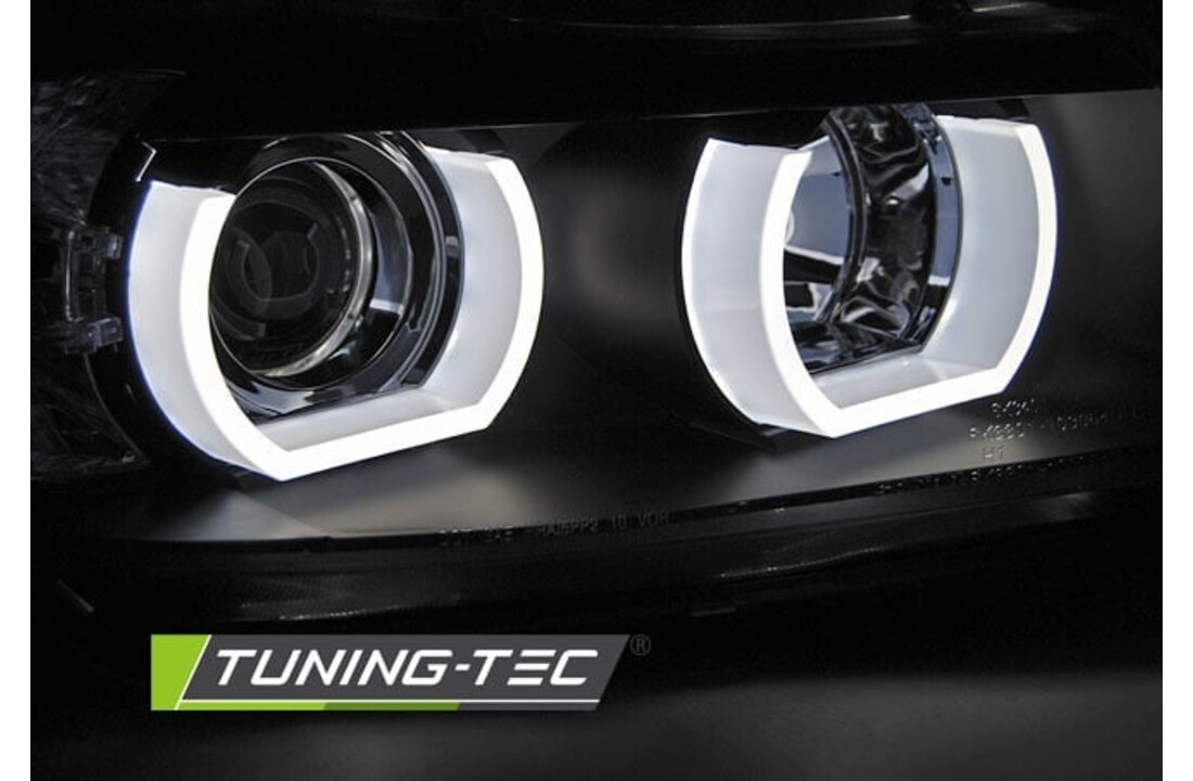 Koplampen dual halo rims geschikt voor BMW E90/E91 03 05-08 08 3D U-Type zwart