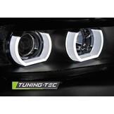 Koplampen dual halo rims geschikt voor BMW E90/E91 03 05-08 08 3D U-Type zwart