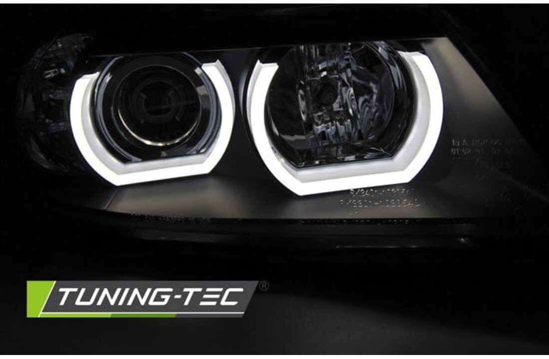 Koplampen dual halo rims geschikt voor BMW E90/E91 03 05-08 08 3D U-Type zwart