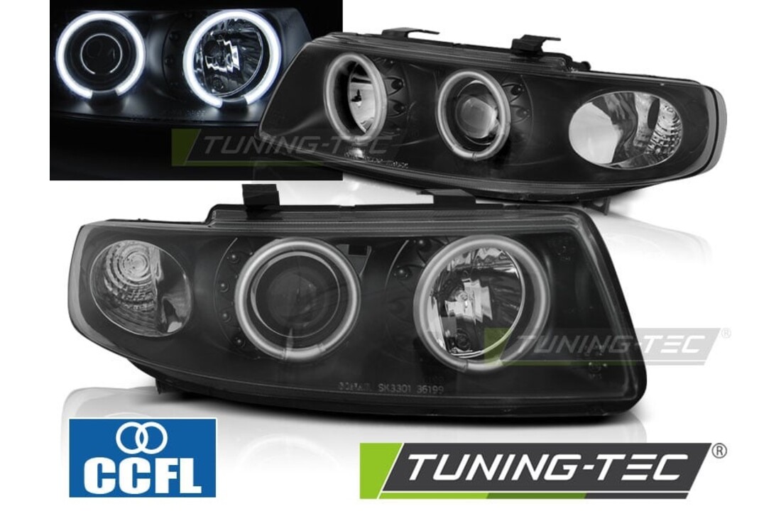 Koplampen geschikt voor Seat Leon/Toledo 04 99-08 04 Angel Eyes CCFL zwart