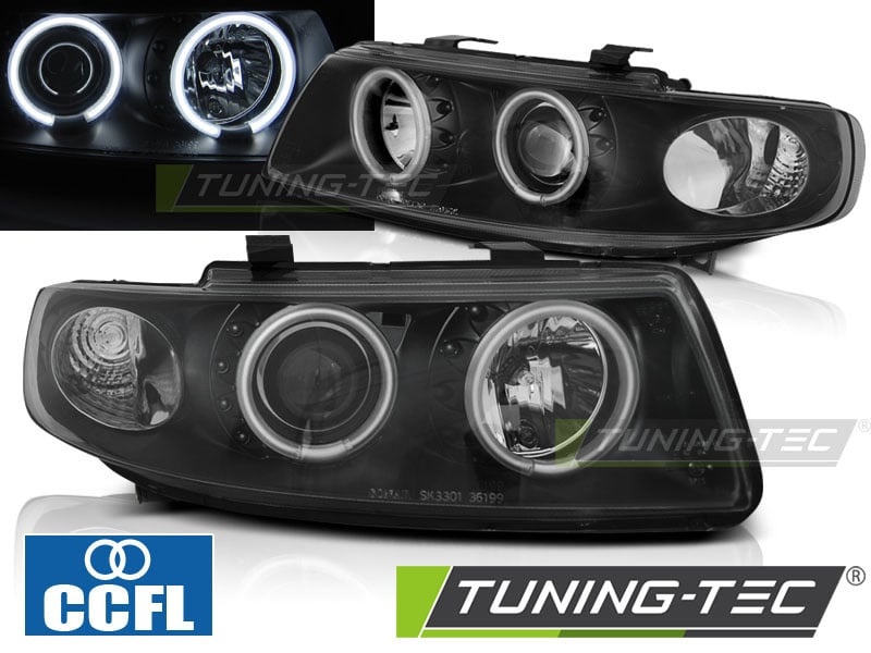 Koplampen geschikt voor Seat Leon/Toledo 04 99-08 04 Angel Eyes CCFL zwart