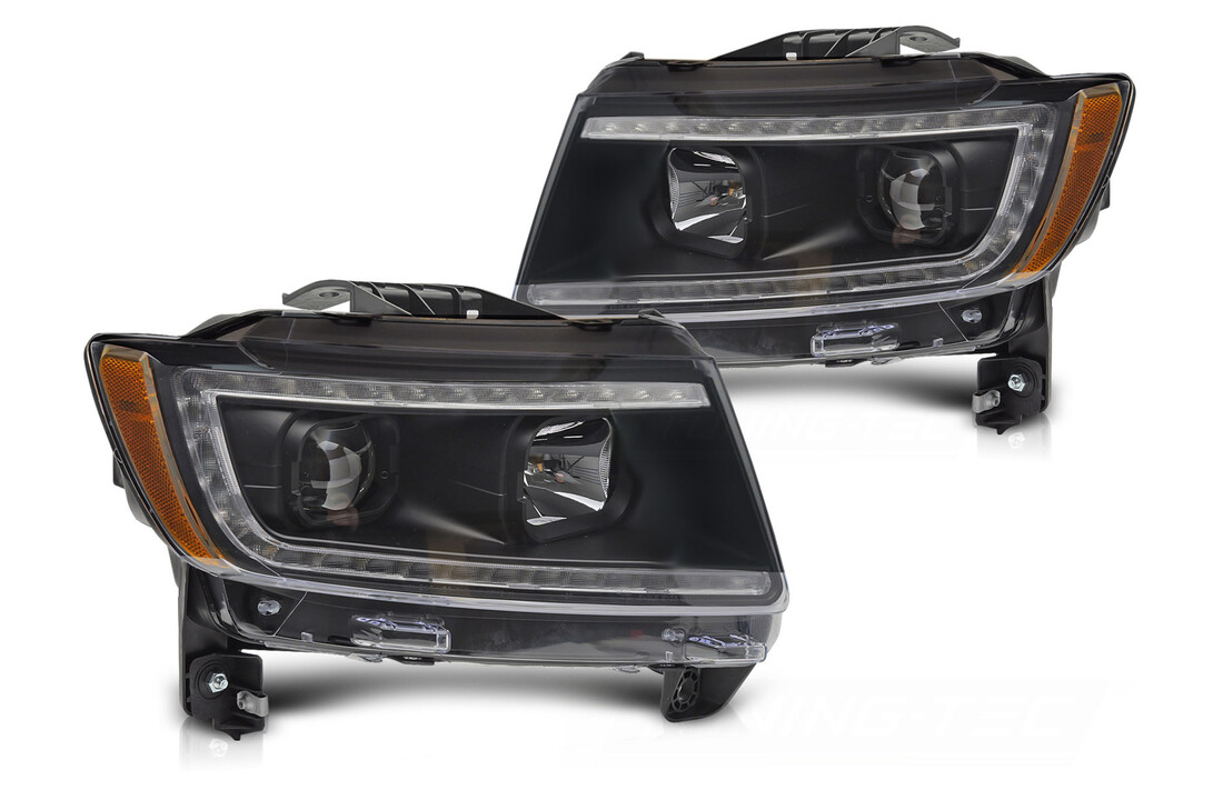 Koplampen Zwart met Tube Light voor Jeep Grand Cherokee 2011-2013