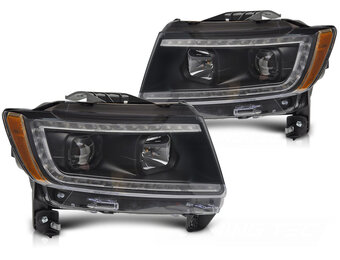 Koplampen Zwart met Tube Light voor Jeep Grand Cherokee 2011-2013