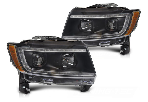 Koplampen Zwart met Tube Light voor Jeep Grand Cherokee 2011-2013