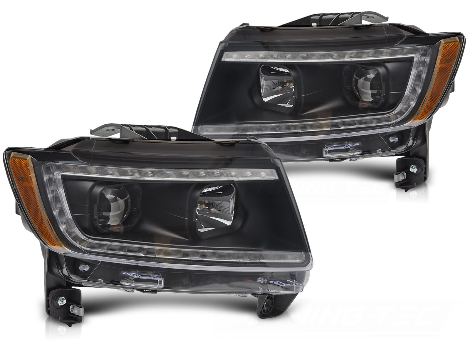 Koplampen Zwart met Tube Light voor Jeep Grand Cherokee 2011-2013