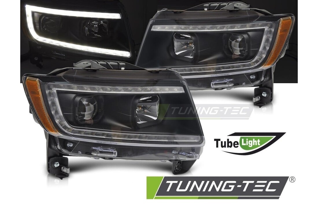 Koplampen Zwart met Tube Light voor Jeep Grand Cherokee 2011-2013