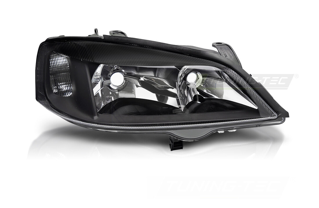 Koplamp Zwart Rechterzijde TYC geschikt voor Opel Astra G (97-04)