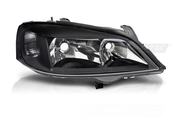 Koplamp Zwart Rechterzijde TYC geschikt voor Opel Astra G (97-04)