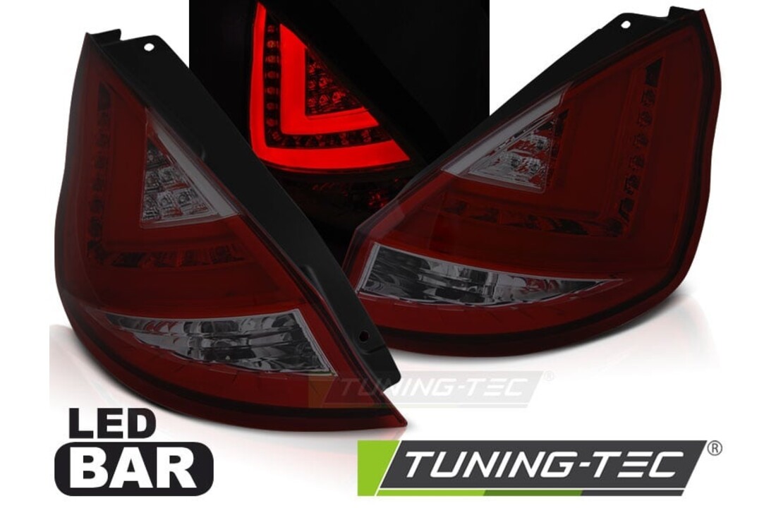 Achterlichten geschikt voor Ford Fiesta MK7 12-16 HB rood smoke LED strip