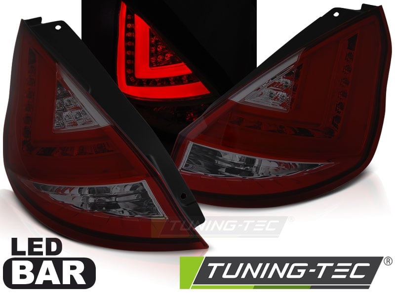 Achterlichten geschikt voor Ford Fiesta MK7 12-16 HB rood smoke LED strip