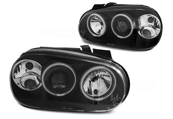 Koplampen geschikt voor VW Golf 4 09 97-09 03 Angel Eyes CCFL zwart