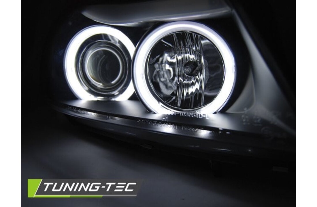 Koplampen dual halo rims geschikt voor BMW E90/E91 03 05-08 08 Angel Eyes CCFL zwart