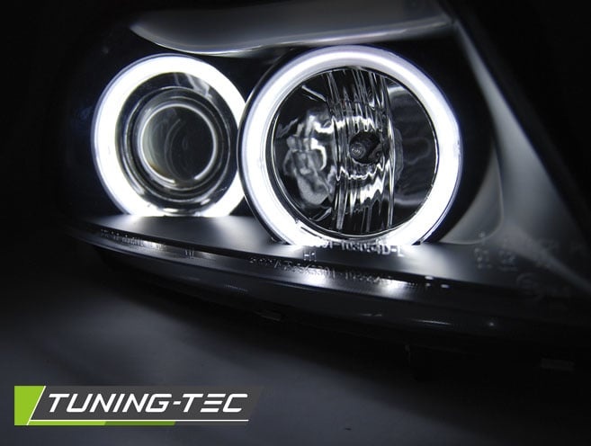 Koplampen dual halo rims geschikt voor BMW E90/E91 03 05-08 08 Angel Eyes CCFL zwart