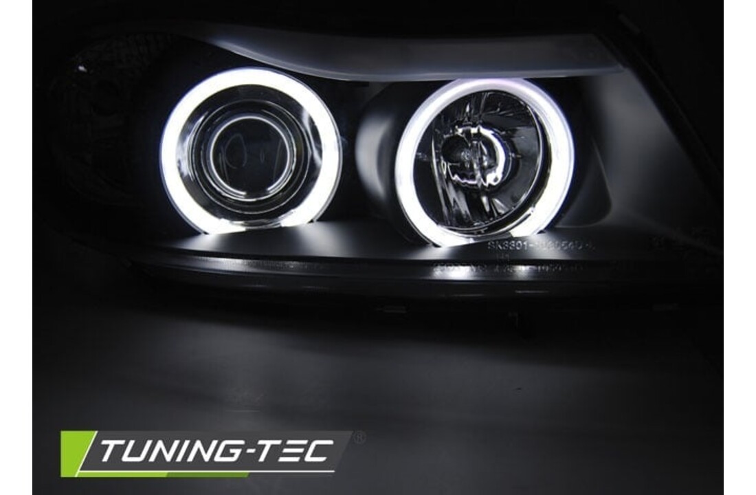 Koplampen dual halo rims geschikt voor BMW E90/E91 03 05-08 08 Angel Eyes CCFL zwart