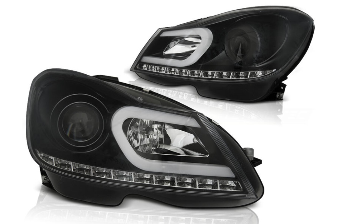 Koplampen met parkeerlicht geschikt voor Mercedes W204 11-14 zwart tube light