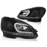 Koplampen met parkeerlicht geschikt voor Mercedes W204 11-14 zwart tube light