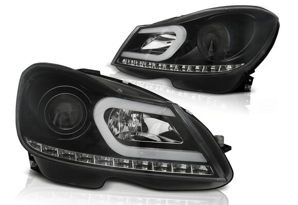 Koplampen met parkeerlicht geschikt voor Mercedes W204 11-14 zwart tube light