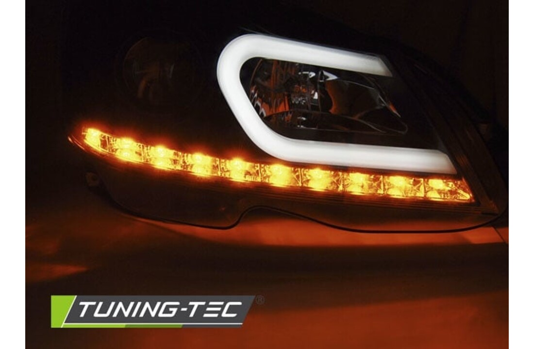 Koplampen met parkeerlicht geschikt voor Mercedes W204 11-14 zwart tube light