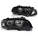Koplampen dual halo rims geschikt voor BMW E46 04 99-03 03 coupe cabrio Angel Eyes LED zwart