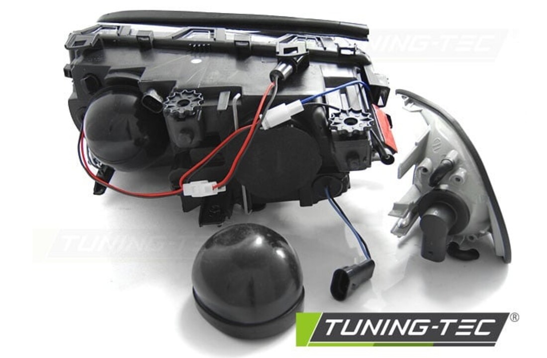 Koplampen dual halo rims geschikt voor BMW E46 04 99-03 03 coupe cabrio Angel Eyes LED zwart